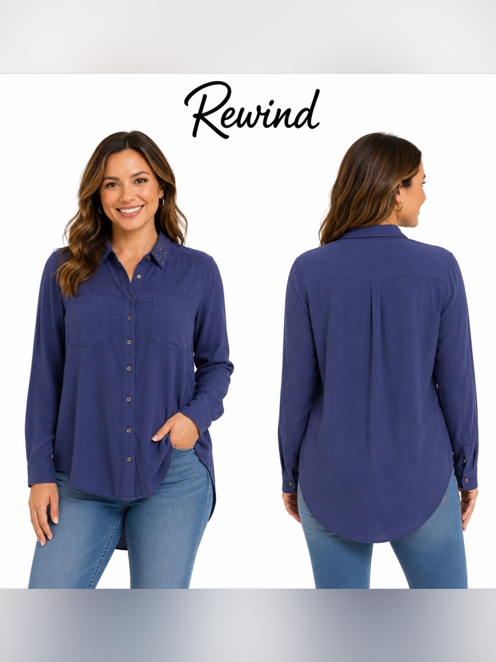 Rewind High Low Button Up Blouse Medium
